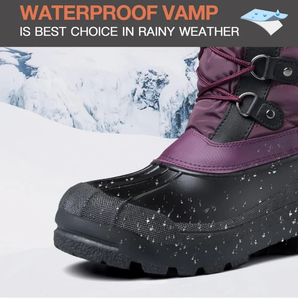 Women's Snow Boots Warm Insulated Faux Fur Lined Waterproof Mid-Calf Winter Boot - Picture 11 of 14
